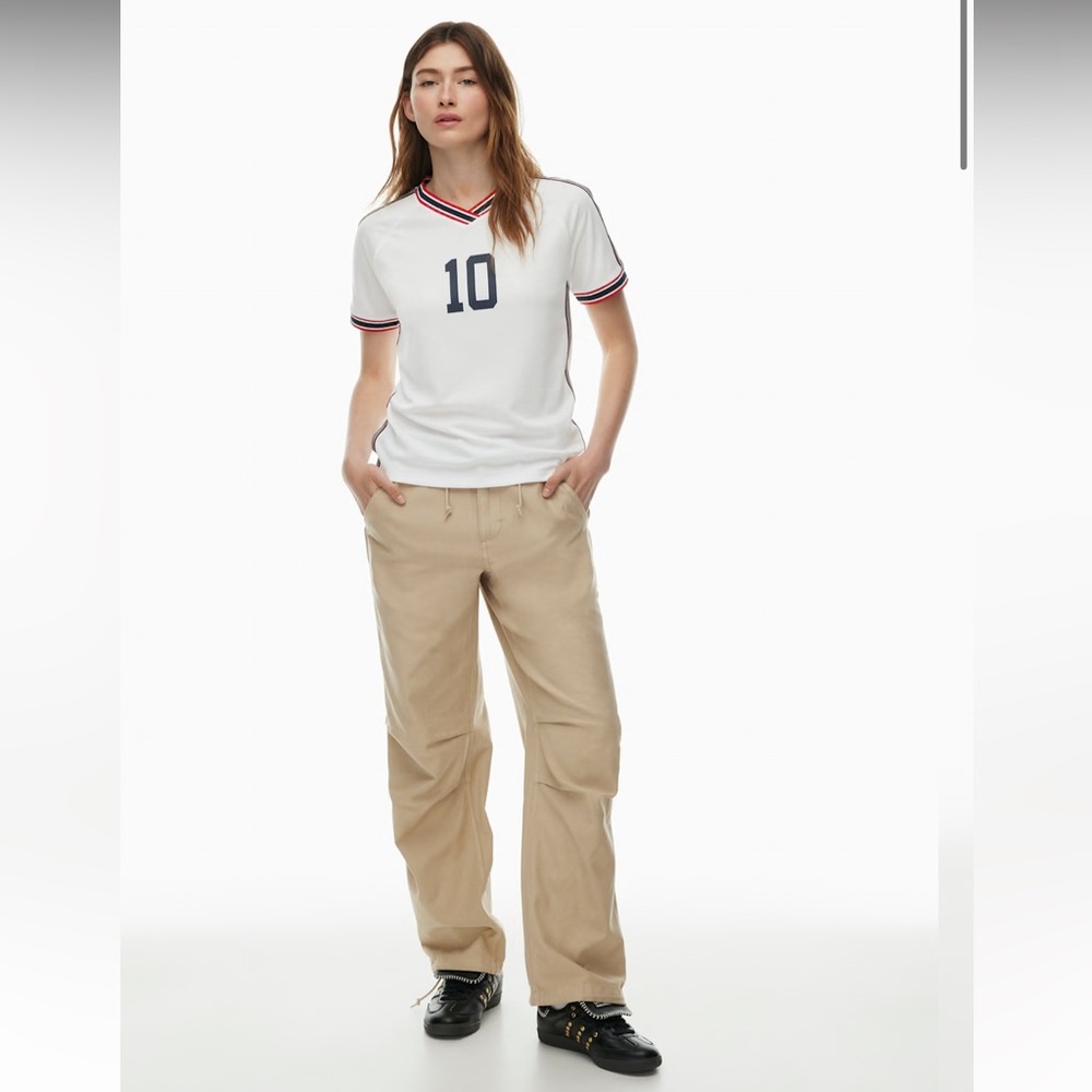 Aritzia Tna Cache Cargo Pant Wide Leg Beige Tan XS Cotton Baggy Drawcords